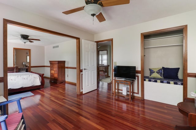 3003 Providence Dr, Bloomington, IL 61704 - bedroom featuring wood finished floors and ceiling fan
