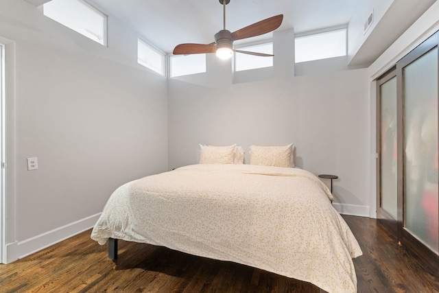 165 N Canal St Unit 1219, Chicago, IL 60606 - bedroom with dark wood-type flooring and ceiling fan