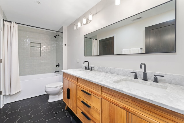 165 N Canal St Unit 1219, Chicago, IL 60606 - full bath with tile patterned floors, shower / tub combo, and double vanity