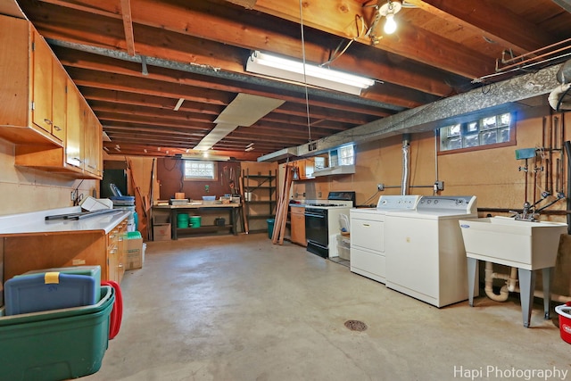 34719 N Nokomis Trl, Mchenry, IL 60051 - below grade area featuring independent washer and dryer and a workshop area