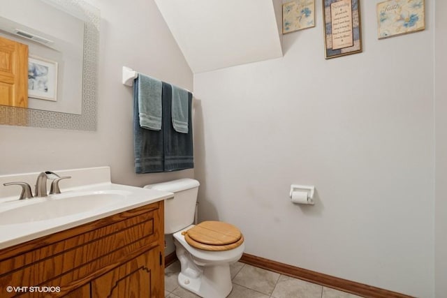 3749 W Glen Dr Unit 1001, Alsip, IL 60803 - half bath featuring lofted ceiling, vanity, and tile patterned floors