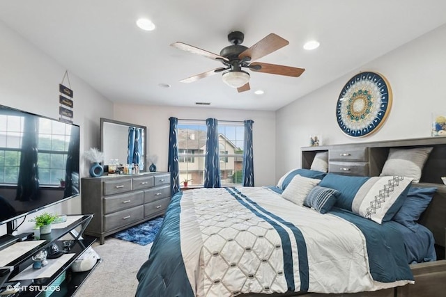 3749 W Glen Dr Unit 1001, Alsip, IL 60803 - bedroom featuring recessed lighting, carpet, and a ceiling fan