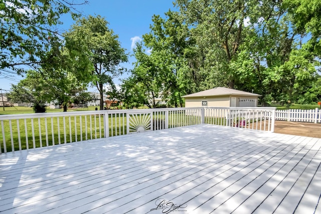 15516 Frontage Rd, Markham, IL 60428 - wooden deck featuring an outbuilding and a yard
