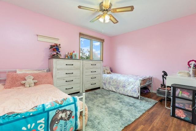 13635 W Ironwood Cir, Homer Glen, IL 60491 - bedroom featuring dark wood-style flooring and a ceiling fan