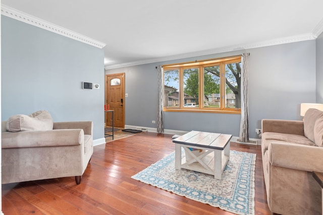 13635 W Ironwood Cir, Homer Glen, IL 60491 - living room with crown molding and hardwood / wood-style floors