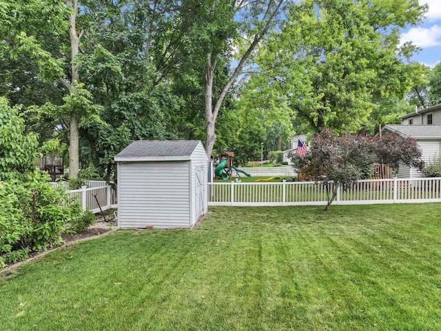 1507 Eton Ln, Naperville, IL 60565 - fenced backyard featuring a shed and a playground