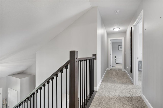 507 Raef Rd, Downs, IL 61736 - hallway featuring an upstairs landing, carpet floors, and lofted ceiling
