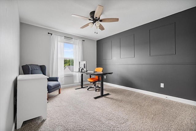 507 Raef Rd, Downs, IL 61736 - home office featuring carpet and ceiling fan
