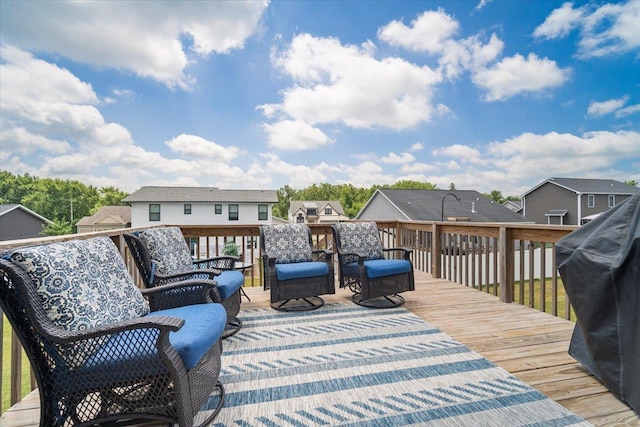 507 Raef Rd, Downs, IL 61736 - wooden terrace featuring a residential view and a grill