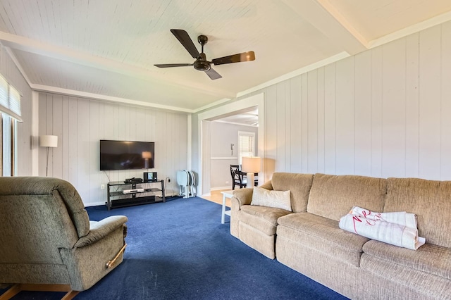 11341 S Spaulding Ave, Chicago, IL 60655 - living area with carpet floors, wooden walls, and a ceiling fan