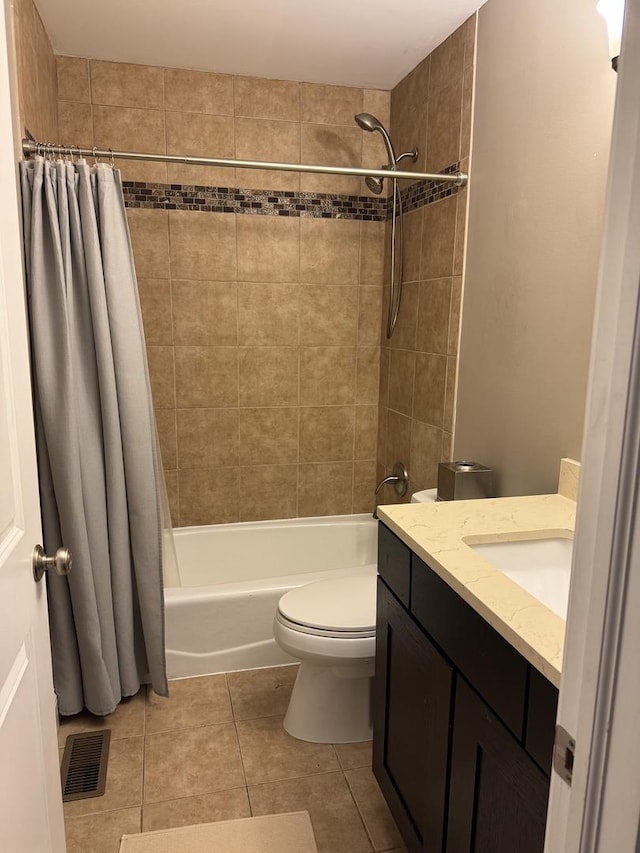 8221 Meadowwood Ave, Woodridge, IL 60517 - full bathroom with shower / bath combo with shower curtain, vanity, and tile patterned flooring