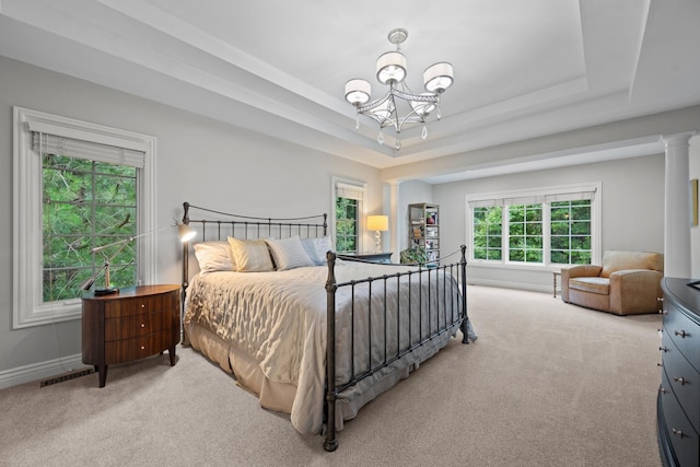 2210 Center Ave, Northbrook, IL 60062 - bedroom featuring carpet, a chandelier, and a raised ceiling