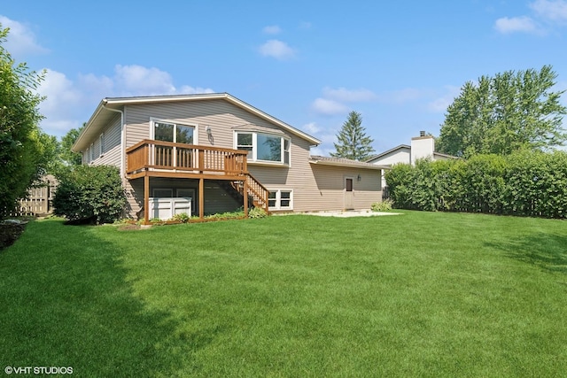 4325 Sandlewood Ln, Hoffman Estates, IL 60192 - back of house with stairs, a wooden deck, and a yard