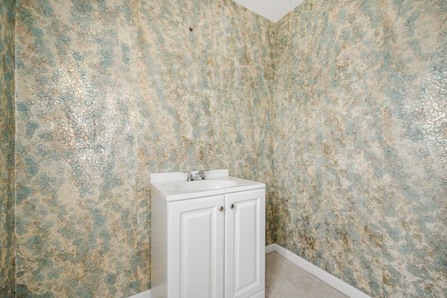 20020 Western Ave, Olympia Fields, IL 60461 - bathroom with wallpapered walls and vanity