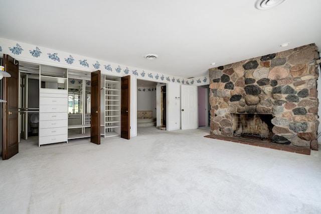 20020 Western Ave, Olympia Fields, IL 60461 - unfurnished living room featuring carpet and a fireplace