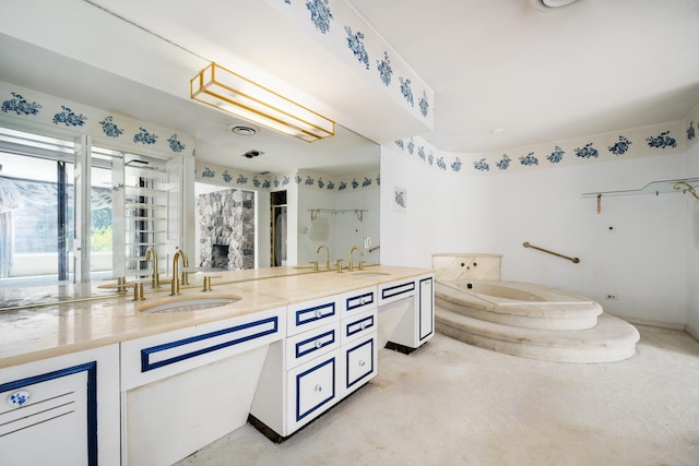 20020 Western Ave, Olympia Fields, IL 60461 - bathroom featuring a bath, double vanity, and a shower stall