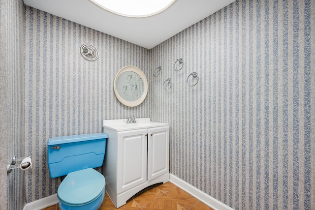 20020 Western Ave, Olympia Fields, IL 60461 - half bathroom featuring vanity and wallpapered walls