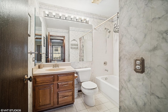 1583 Bayview Dr, Lake Zurich, IL 60047 - full bath featuring vanity, tile patterned flooring, and shower / bath combination with curtain