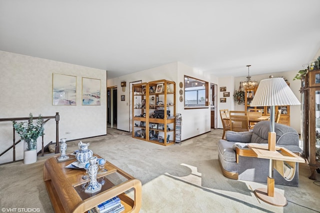 1583 Bayview Dr, Lake Zurich, IL 60047 - carpeted living area featuring a chandelier