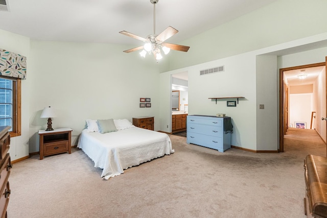 4 Meadow Trl W, Dekalb, IL 60115 - bedroom featuring light carpet, a ceiling fan, and high vaulted ceiling