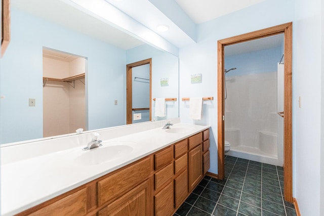 4 Meadow Trl W, Dekalb, IL 60115 - full bath featuring double vanity, a shower, and a walk in closet