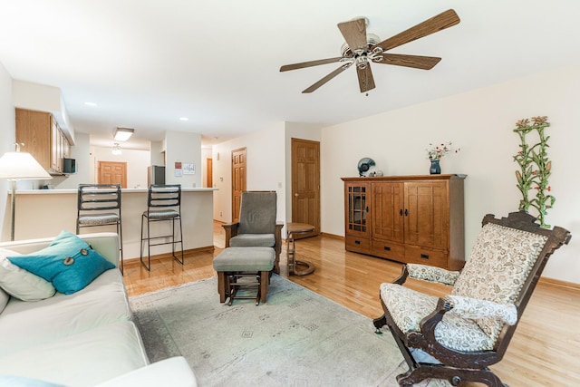 4 Meadow Trl W, Dekalb, IL 60115 - living area with light wood-style floors, a ceiling fan, and recessed lighting