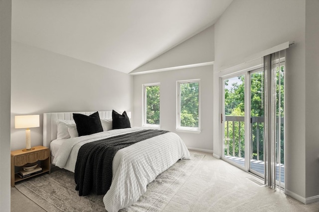 377 Aaron Ln, Bolingbrook, IL 60440 - bedroom featuring access to exterior, lofted ceiling, and carpet floors