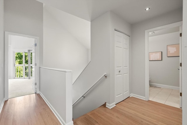377 Aaron Ln, Bolingbrook, IL 60440 - corridor featuring an upstairs landing, wood finished floors, and recessed lighting