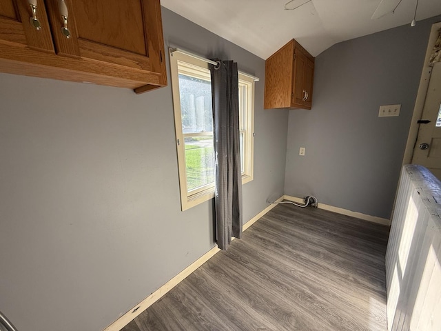 310 E Chippewa St, Dwight, IL 60420 - laundry area featuring dark wood finished floors and baseboards