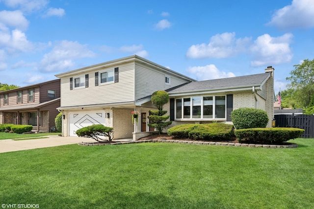 2342 S Shag Bark Trl, Arlington Heights, IL 60005 - tri-level home featuring brick siding, driveway, a chimney, and a garage