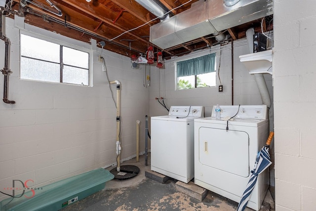 132 New St, Seneca, IL 61360 - washroom with washing machine and dryer and concrete block wall
