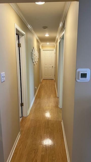 13216 N Country Club Ct Unit 2Aa, Palos Heights, IL 60463 - hallway with light wood finished floors and crown molding
