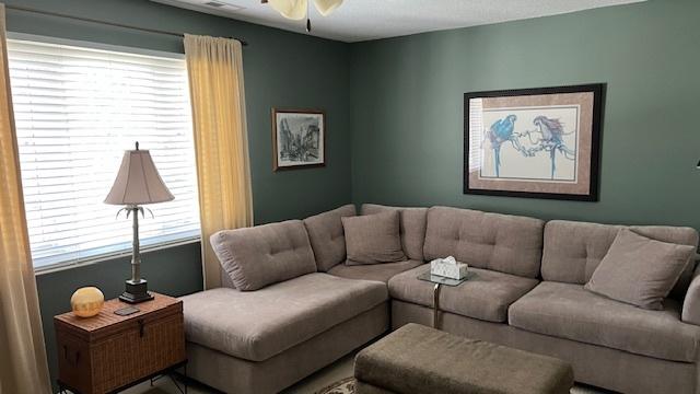 13216 N Country Club Ct Unit 2Aa, Palos Heights, IL 60463 - living room with ceiling fan