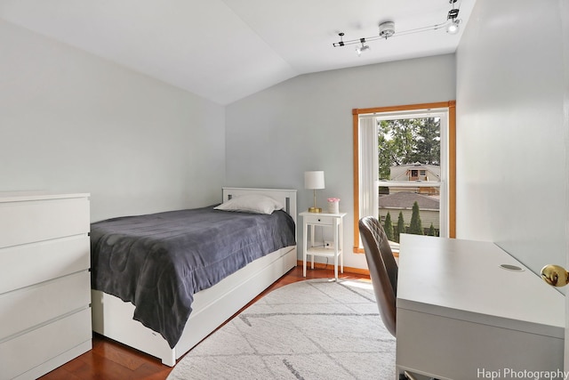 1569 Sherman Pl, Des Plaines, IL 60016 - bedroom featuring lofted ceiling and dark wood-style flooring