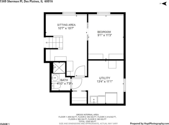 1569 Sherman Pl, Des Plaines, IL 60016 - view of property floor plan