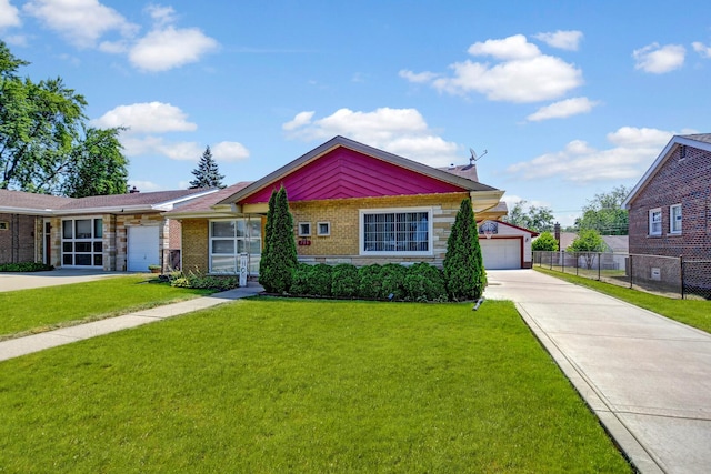 733 Ashland Ave, Chicago Heights, IL 60411 - ranch-style house with brick siding, concrete driveway, and an outdoor structure