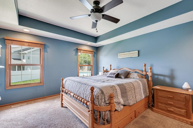 1245 Patriot Way, Bourbonnais, IL 60914 - carpeted bedroom featuring a ceiling fan, recessed lighting, and a textured ceiling
