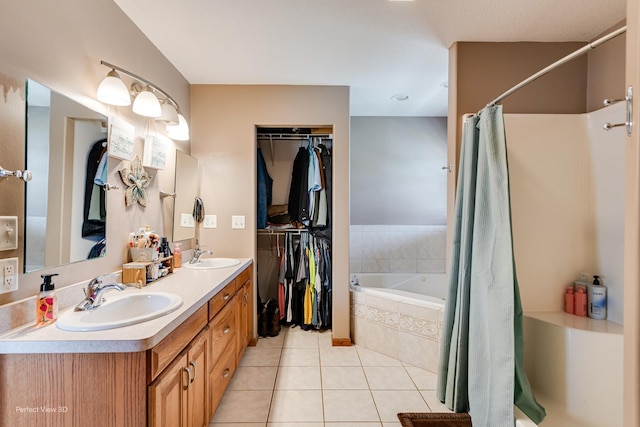 1245 Patriot Way, Bourbonnais, IL 60914 - bathroom with tile patterned flooring, double vanity, and a spacious closet