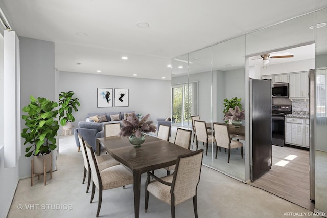 9331 Landings Ln Unit 204, Des Plaines, IL 60016 - dining room featuring recessed lighting and ceiling fan