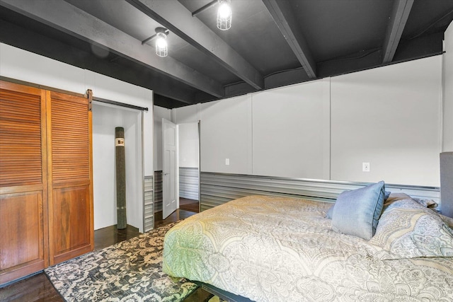 131 Shawnee Ln, Loda, IL 60948 - bedroom with beamed ceiling and a barn door