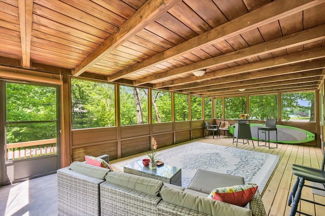 131 Shawnee Ln, Loda, IL 60948 - sunroom / solarium featuring an outdoor hangout area, healthy amount of natural light, and beam ceiling