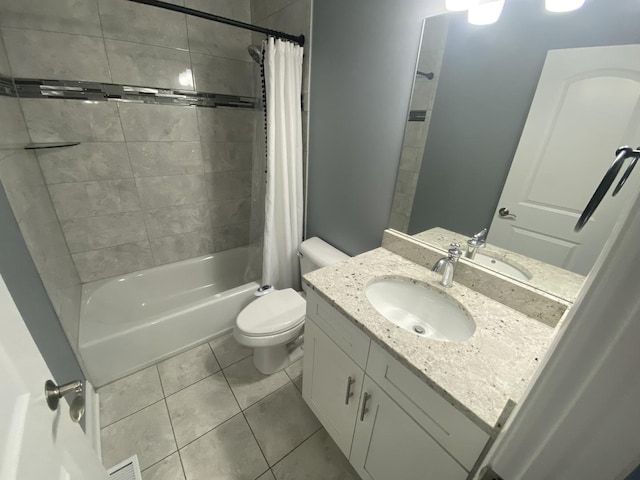 7009 W Crandall Ave, Worth, IL 60482 - bathroom featuring shower / bath combo with shower curtain, vanity, and tile patterned floors