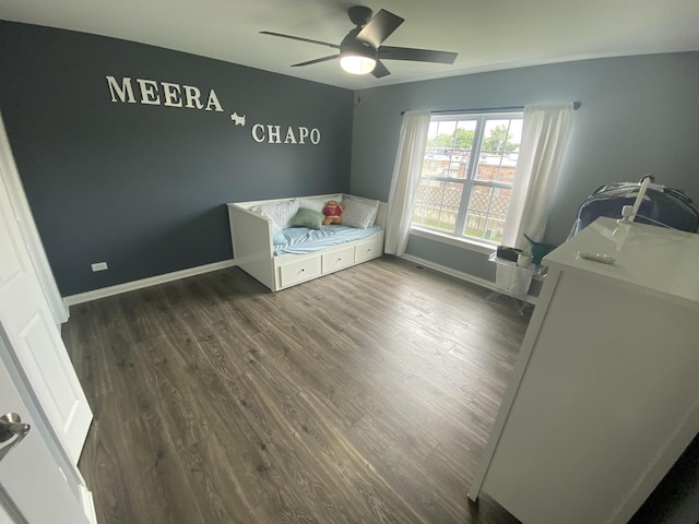 7009 W Crandall Ave, Worth, IL 60482 - bedroom featuring dark wood-type flooring and ceiling fan