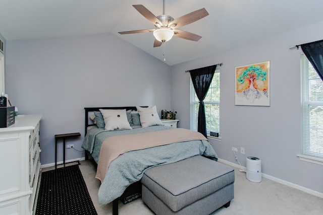1622 Orchard Ave, Schaumburg, IL 60193 - bedroom with light carpet, lofted ceiling, and ceiling fan