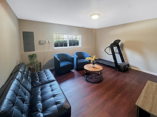 4199 Milford Ln Unit 4199, Aurora, IL 60504 - living area with electric panel and wood finished floors