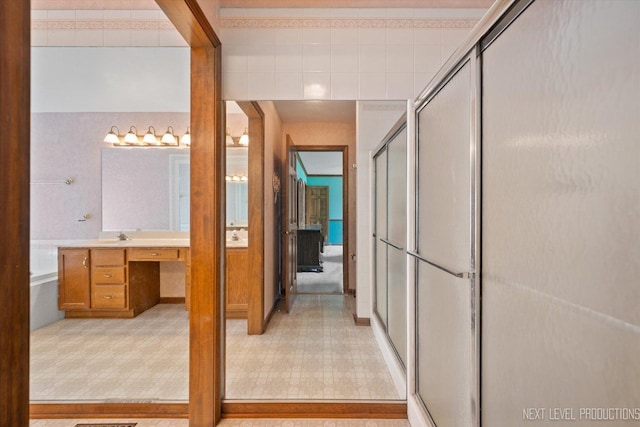 3609 Tamarisk Ct, Crystal Lake, IL 60012 - bathroom featuring vanity and a shower with door