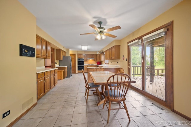 3609 Tamarisk Ct, Crystal Lake, IL 60012 - dining area with ceiling fan and light tile patterned floors