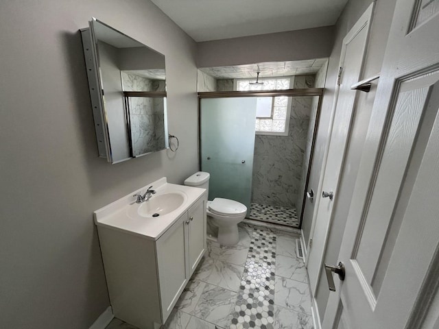 15125 Waterman Dr, South Holland, IL 60473 - bathroom featuring marble look tiles, vanity, and a marble finish shower