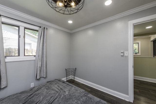 38515 N Forest Ave, Spring Grove, IL 60081 - unfurnished bedroom featuring wood finished floors, recessed lighting, and ornamental molding