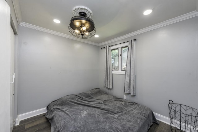 38515 N Forest Ave, Spring Grove, IL 60081 - bedroom featuring dark wood-style flooring, ornamental molding, and recessed lighting